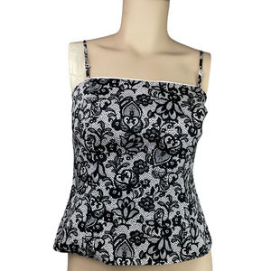 White House Black Market Floral Corset Sleeveless Top Blouse Size 14